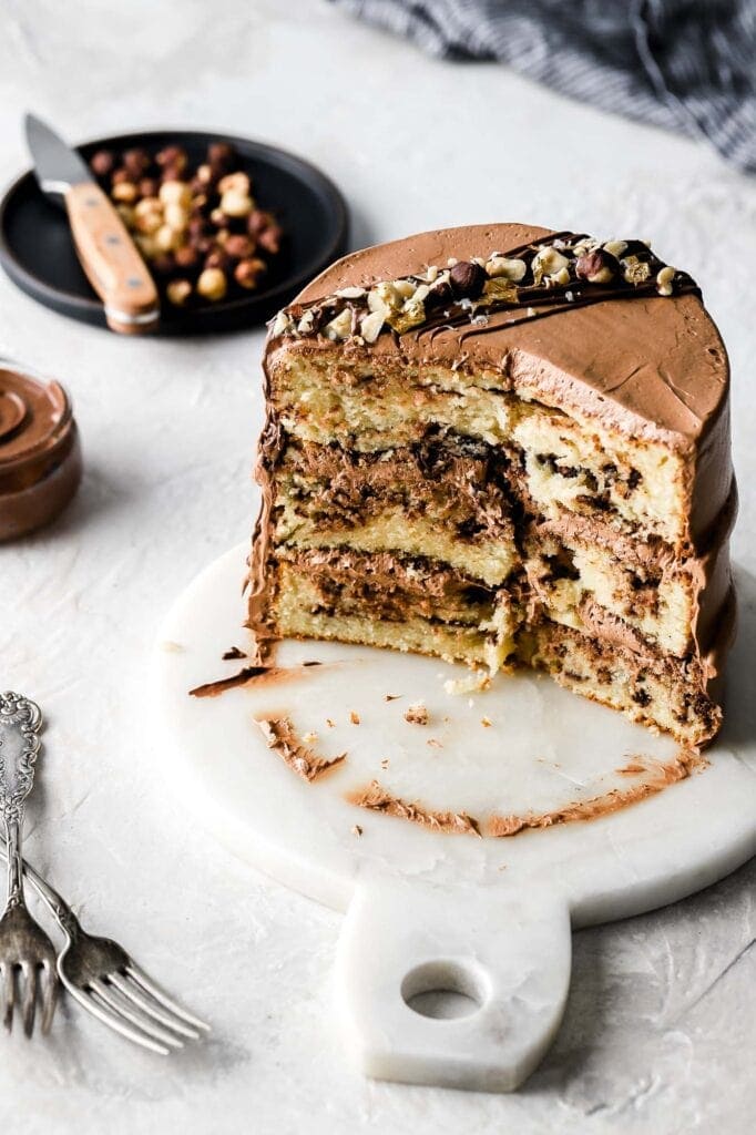 nutella cake sliced
