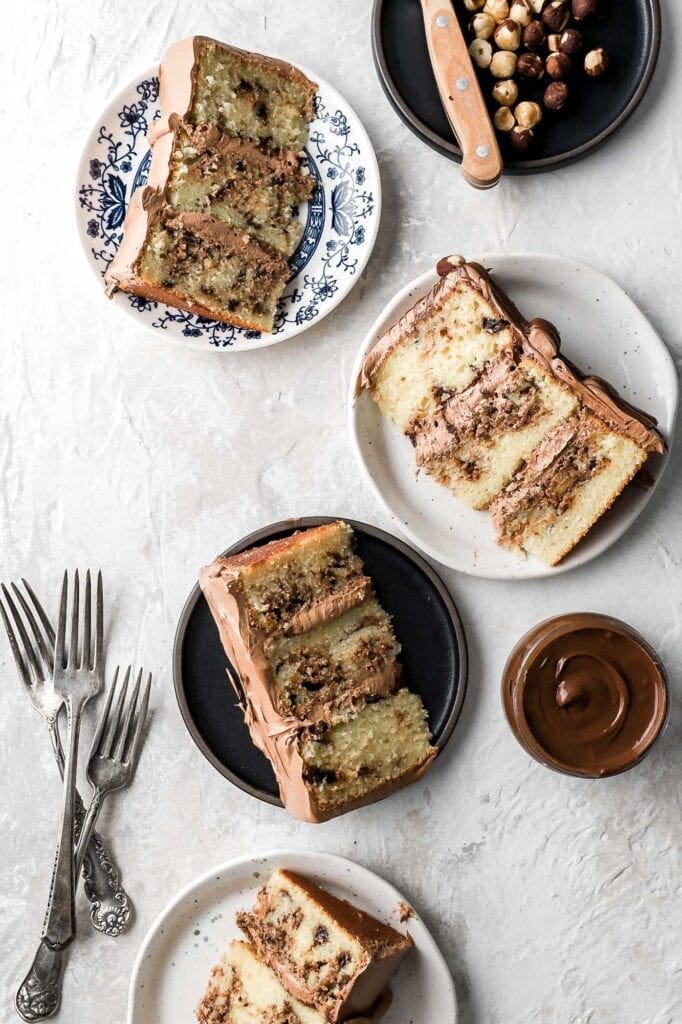nutella cake, inside slices