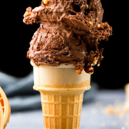 nutella ice cream in a cone