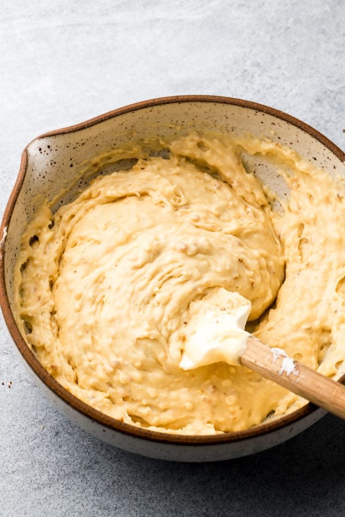 nutella muffin batter in a bowl