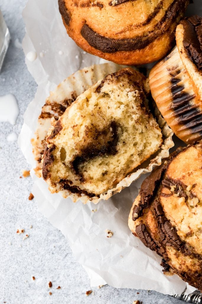 nutella muffin with a bite taken out of it