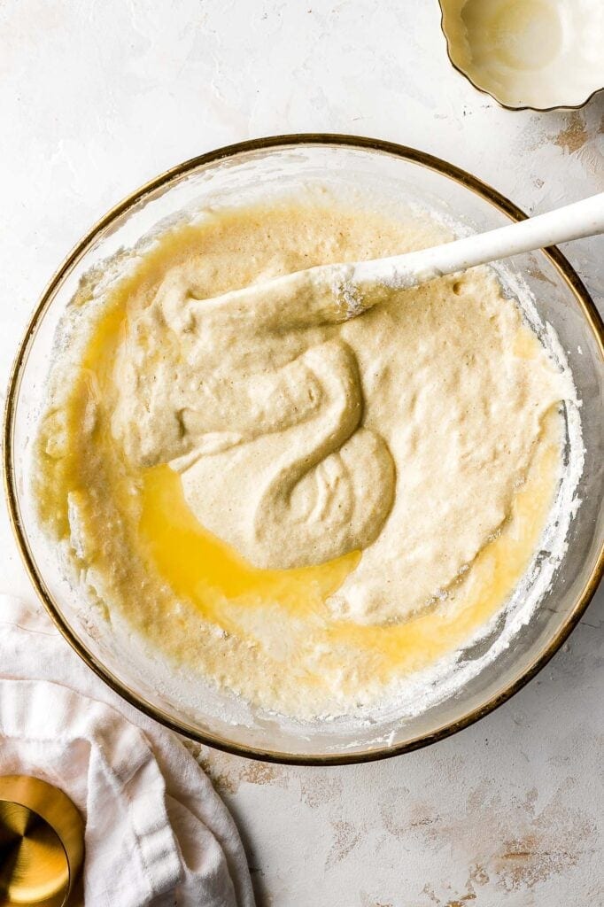 fold in the melted butter