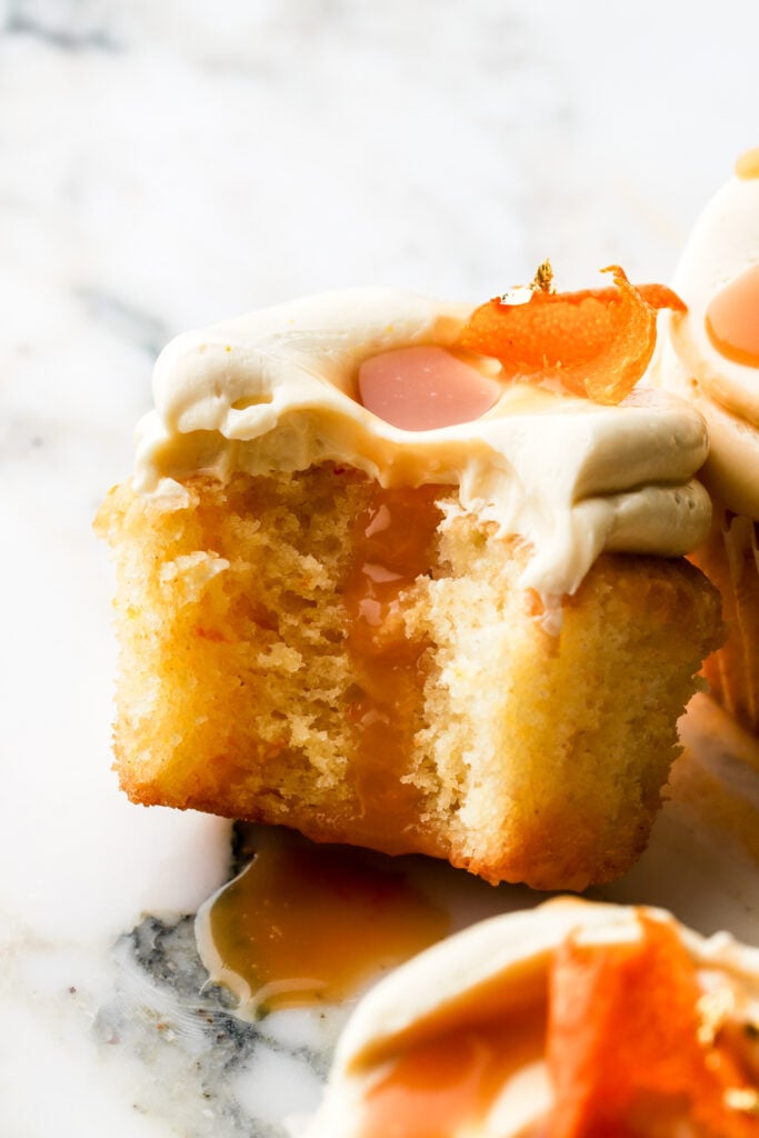 cupcakes filled with orange caramel sauce