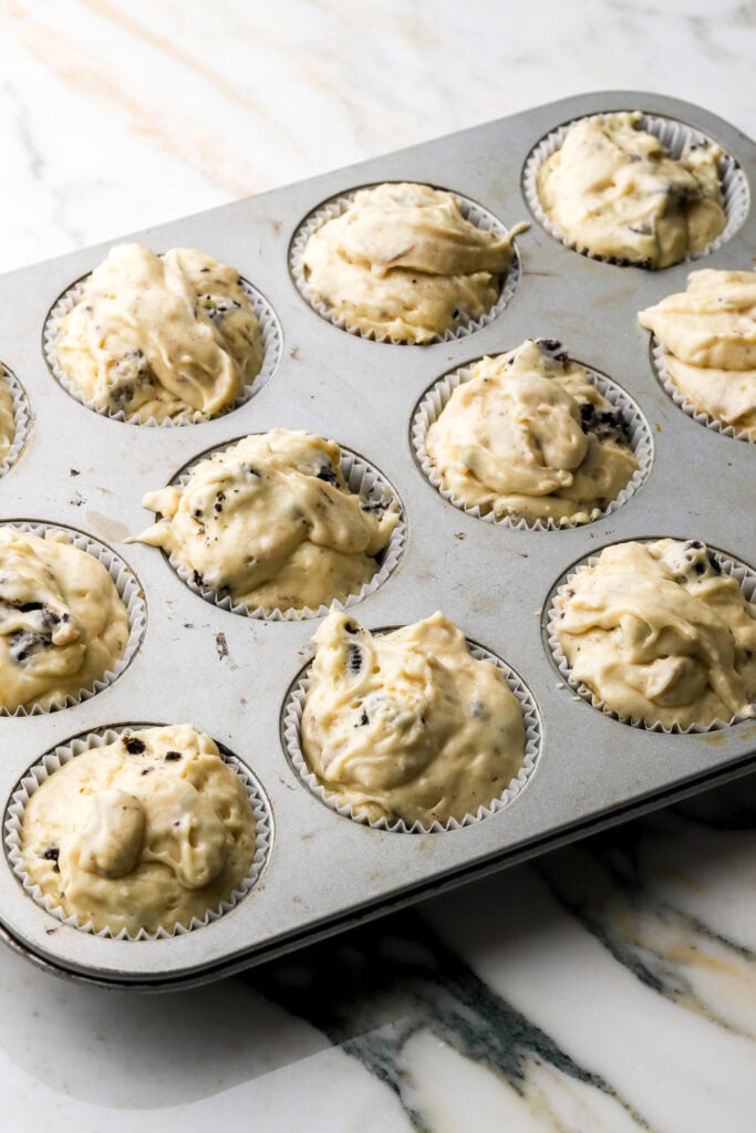 distribute the batter, filling the pan