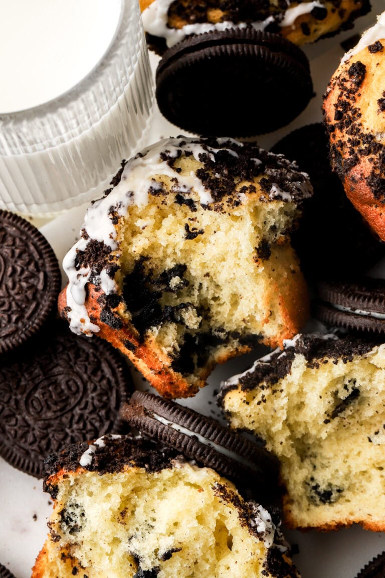 oreo muffins with bite taken out
