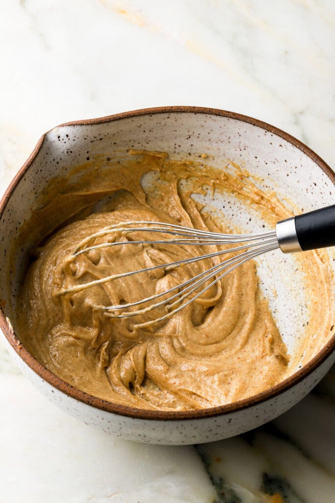 brown butter whisked with sugar and egg