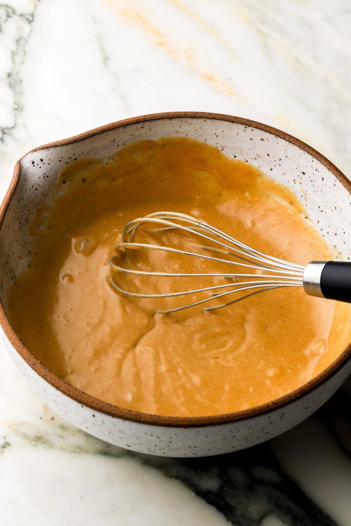 butter, sugar and egg whisked together 