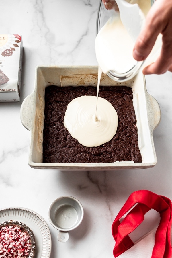 pour melted white chocolate