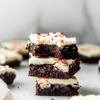 peppermint brownies stacked