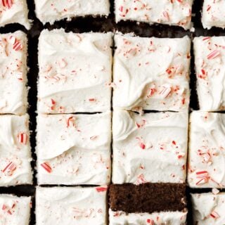 white chocolate peppermint frosting with candy canes