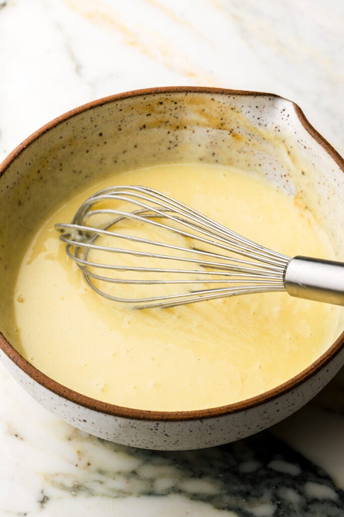 vanilla and sour cream whisked into batter
