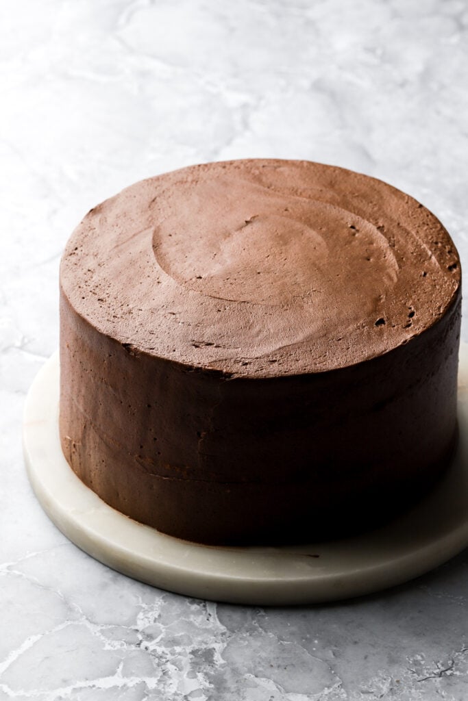 cake frosted with chocolate creme mousseline