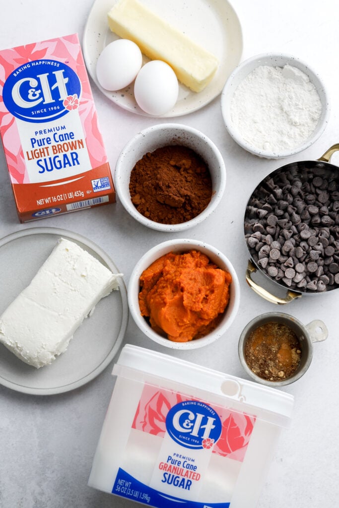 ingredients for pumpkin brownies
