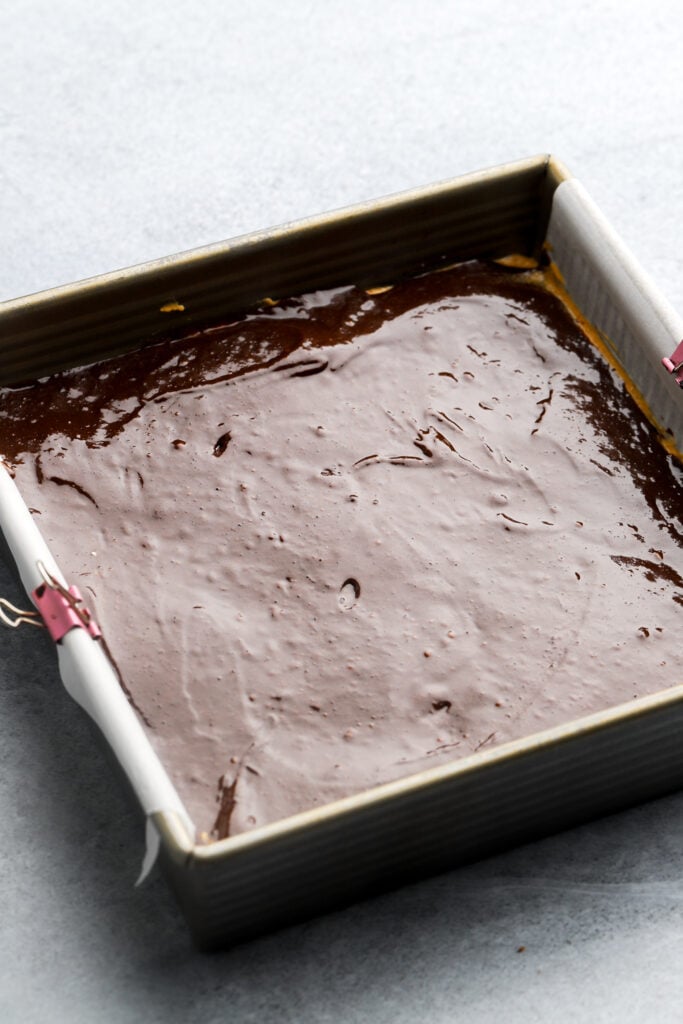 brownie batter on top 