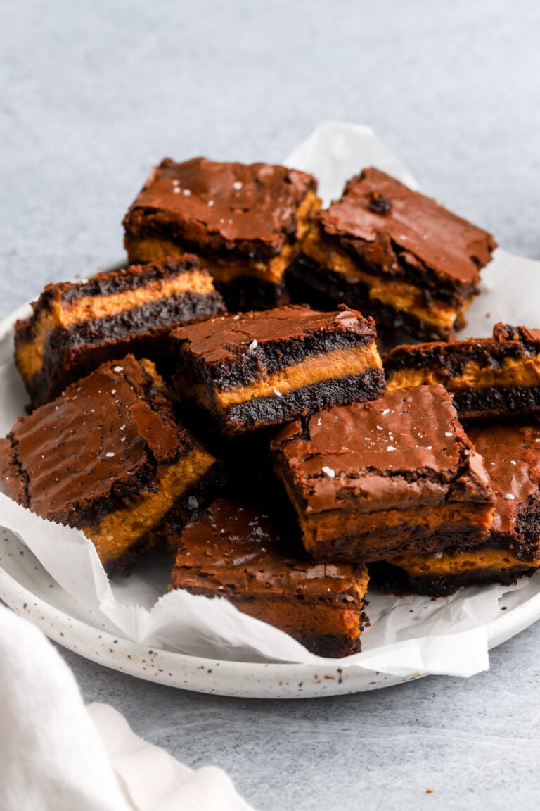 Brownies with a pumpkin cream center
