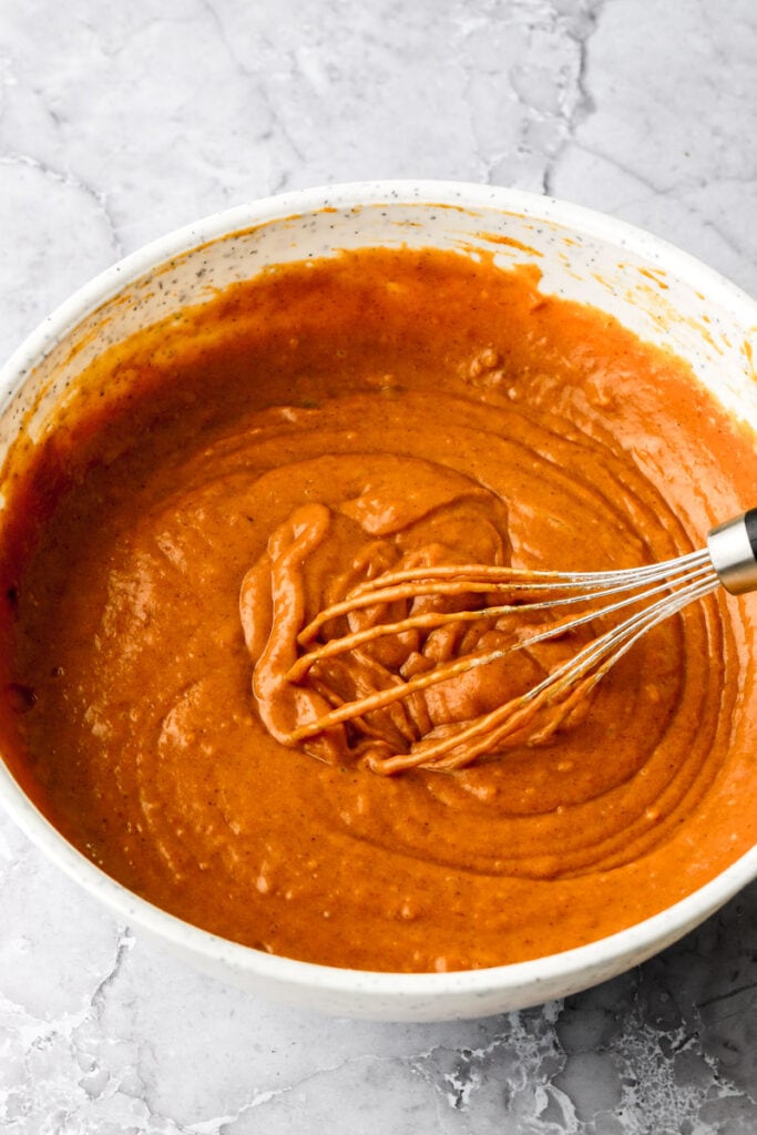 finished pumpkin cake batter