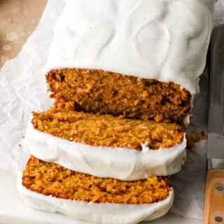 pumpkin loaf with cream cheese frosting