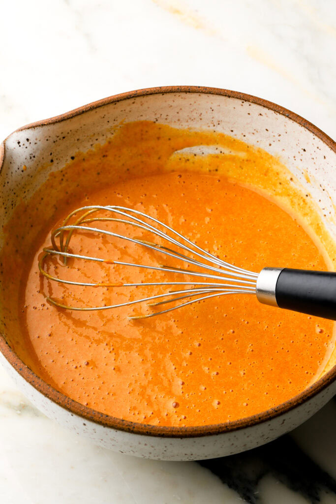 pumpkin whisked into batter