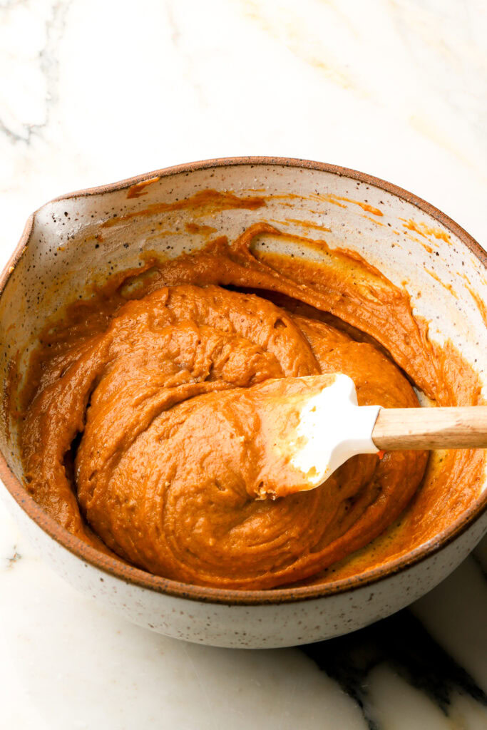 dry ingredients mixed into batter