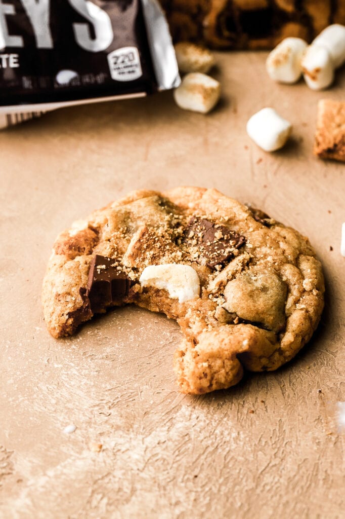 s'mores cookies with bite taken out