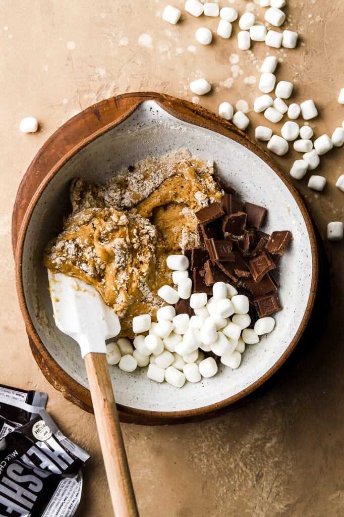 fold in marshmallows and chocolate