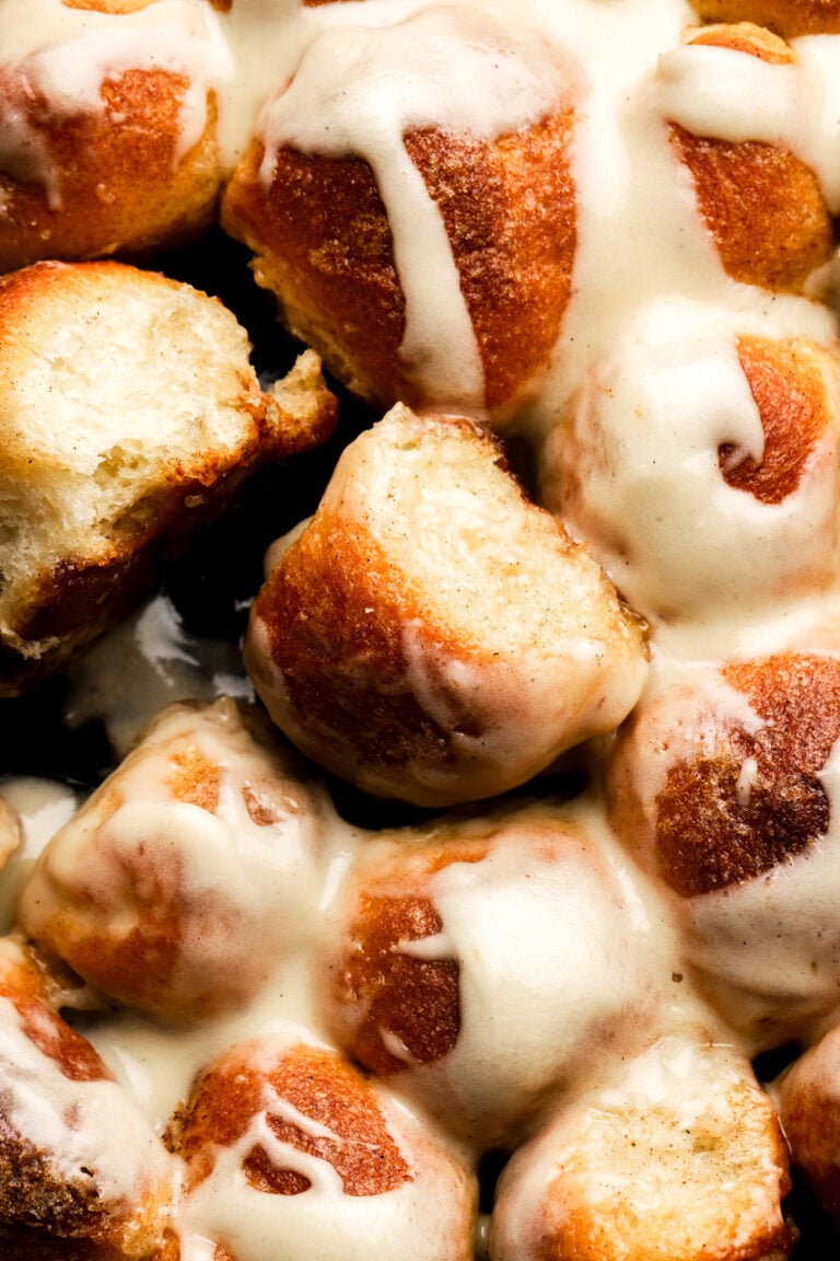 stuffed monkey bread skillet with cream cheese icing