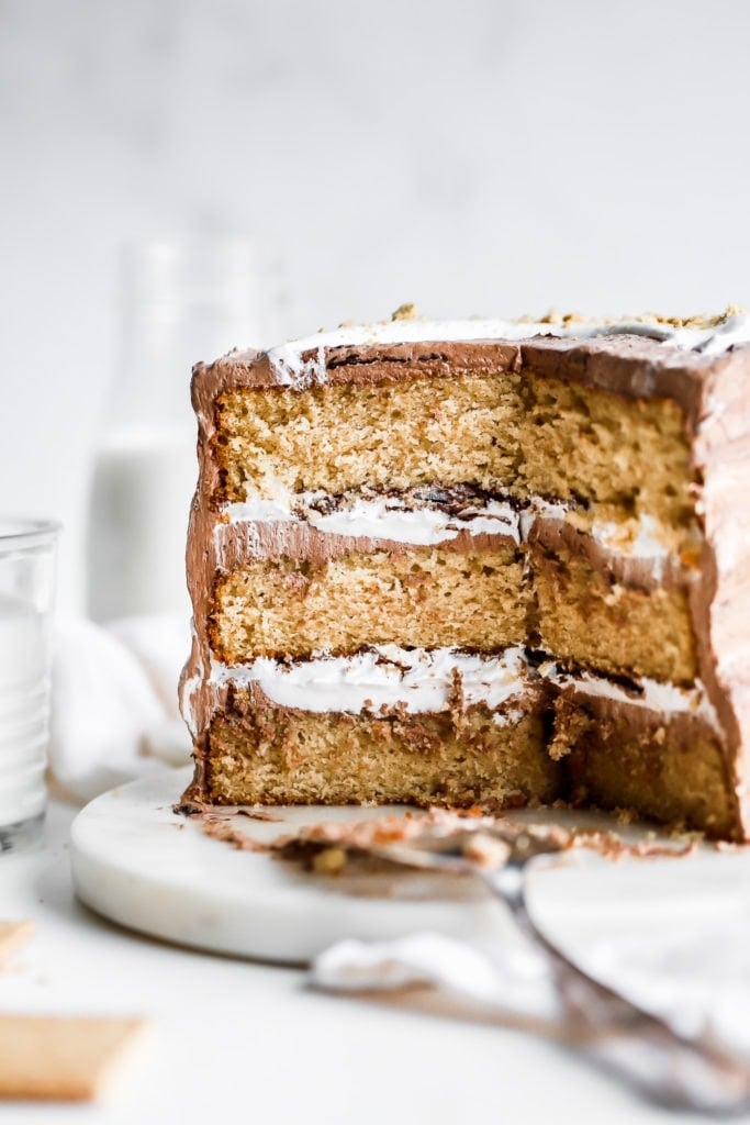 s'mores cake sliced