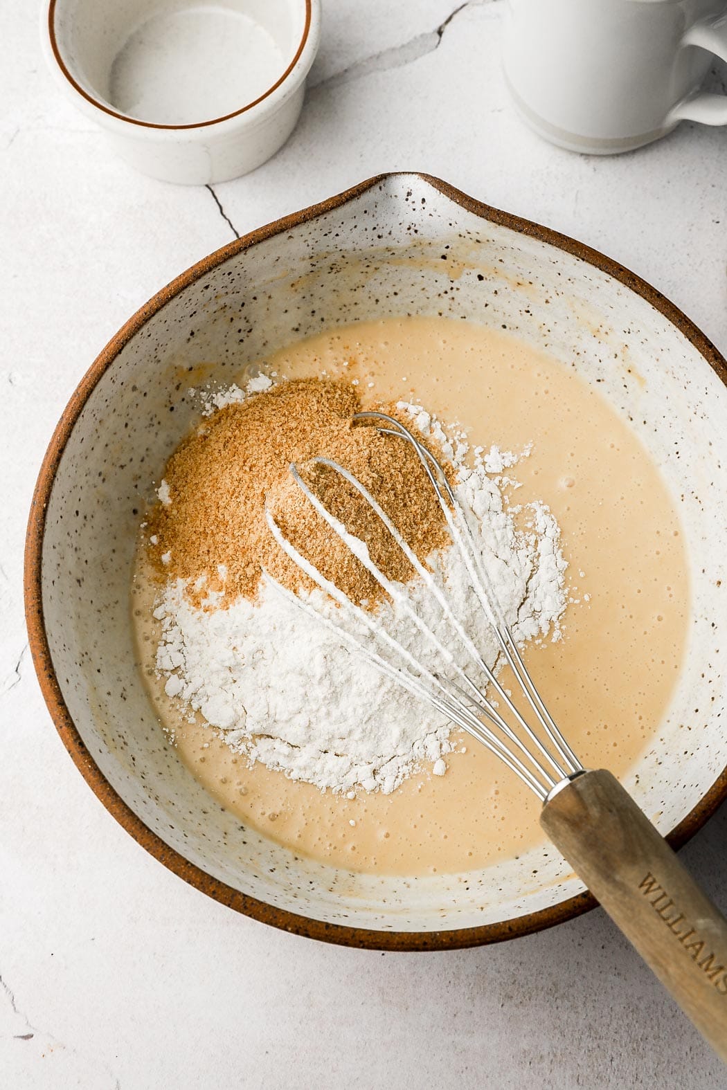 heavy cream mixed in, add dry ingredients