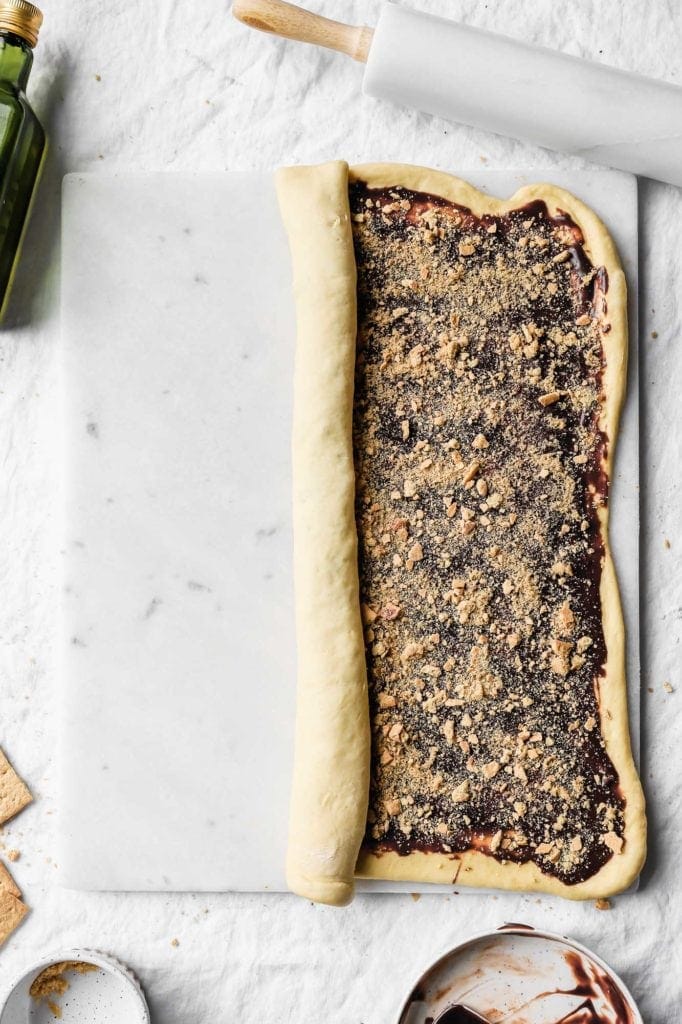 s'mores roll rolled up