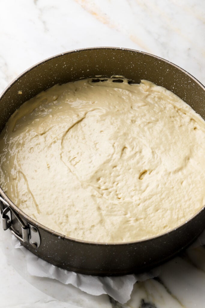 batter spread in pan