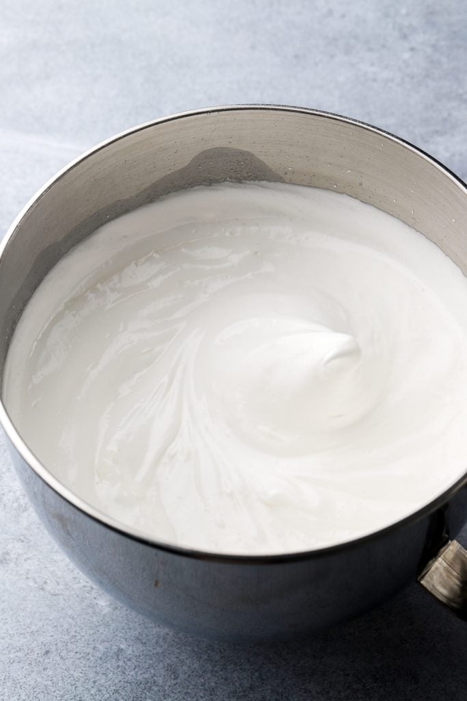 meringue whipped to soft peaks