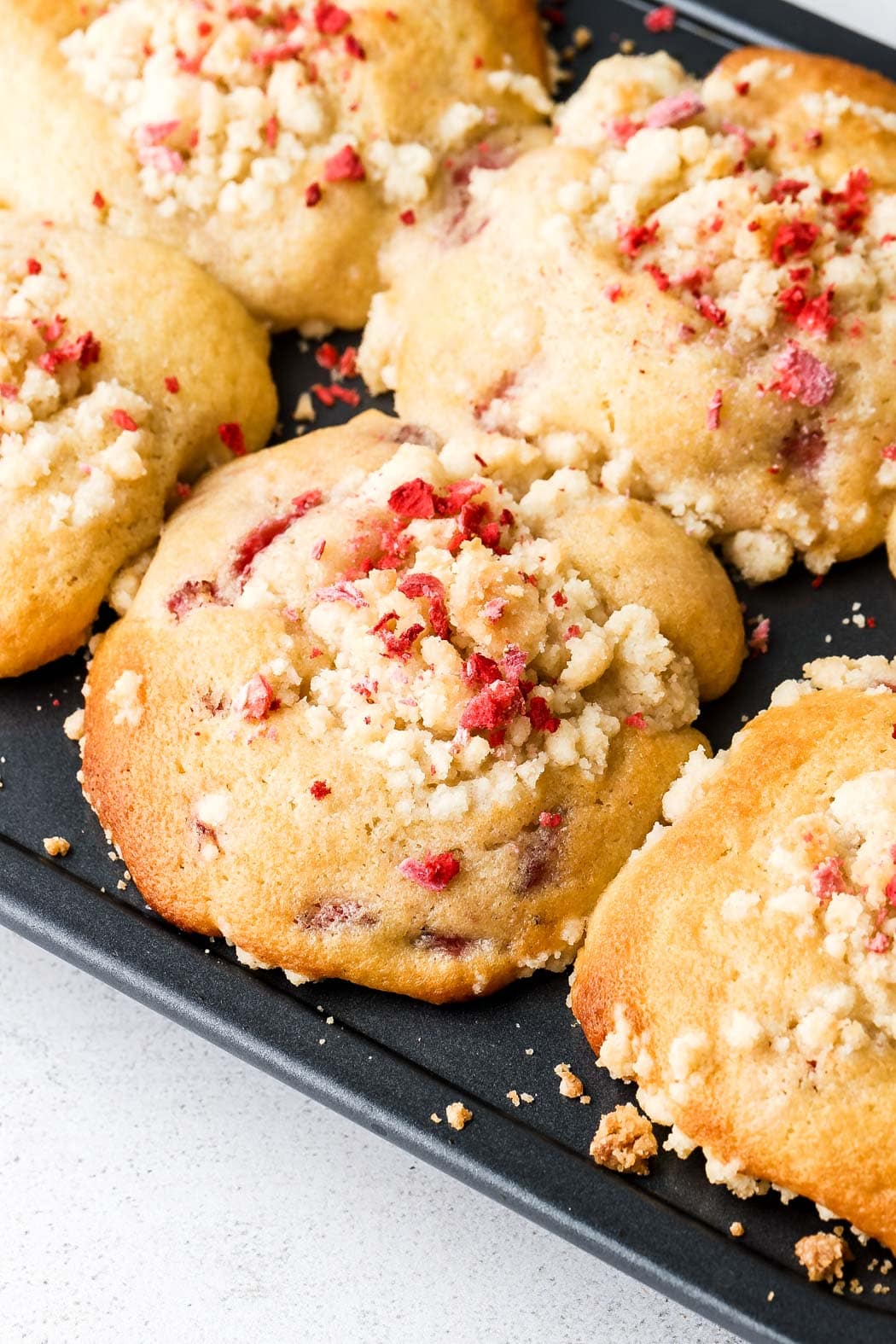 sprinkle with ground freeze dried strawberries for a pop of color