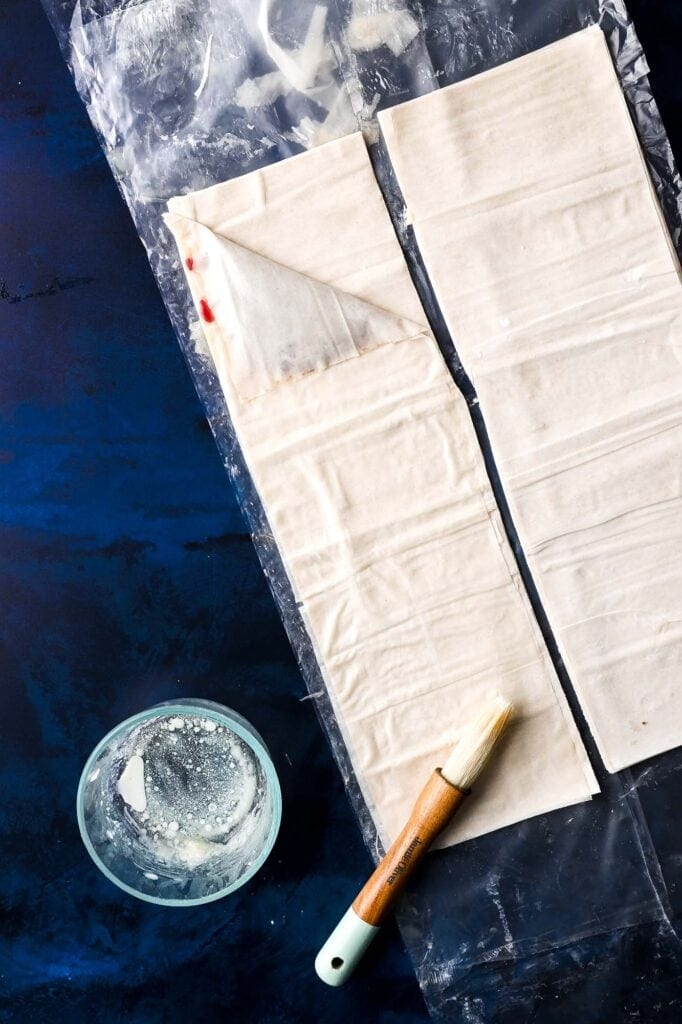 folding the phyllo dough sheets