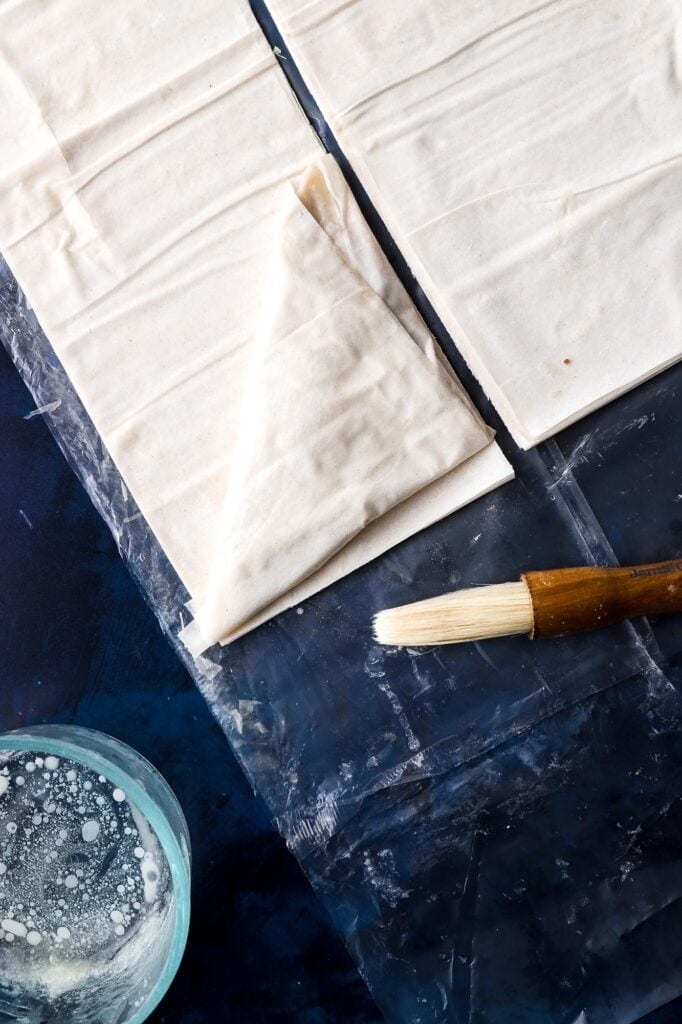 folding the phyllo dough sheets