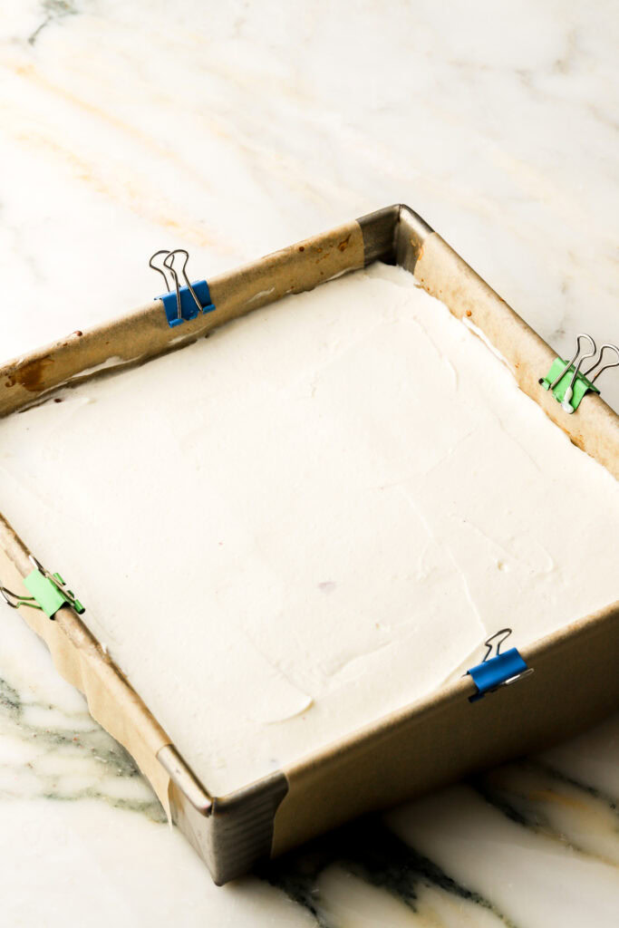 brownies frosted with mascarpone cream 