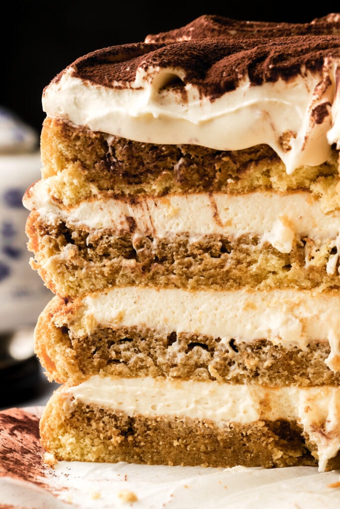 inside texture of tiramisu cake when sliced