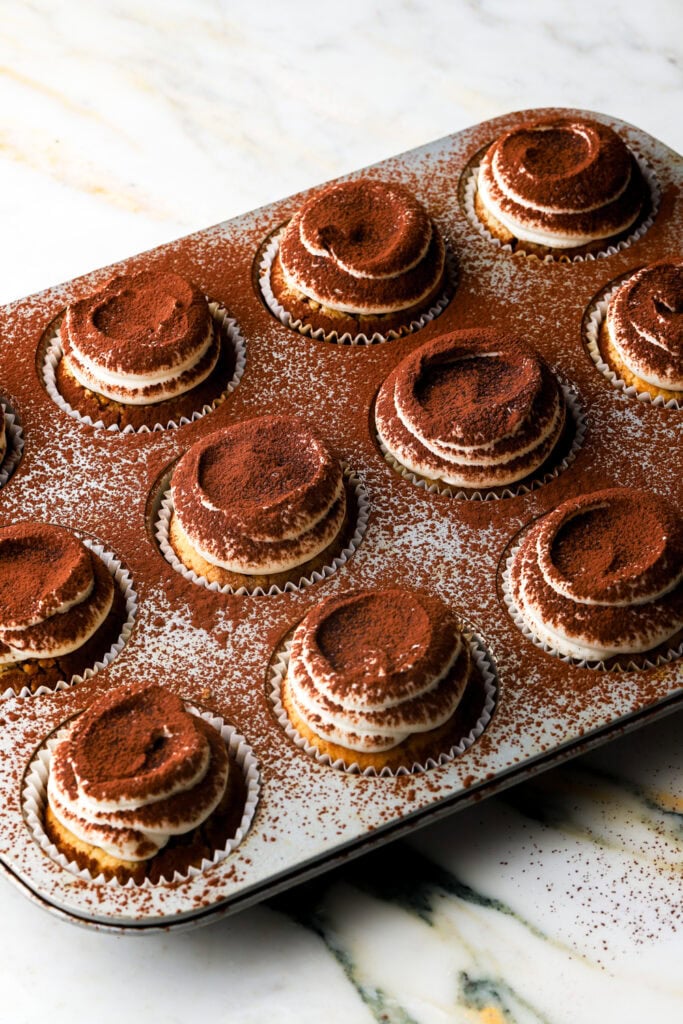 cupcakes dusted with cocoa powder