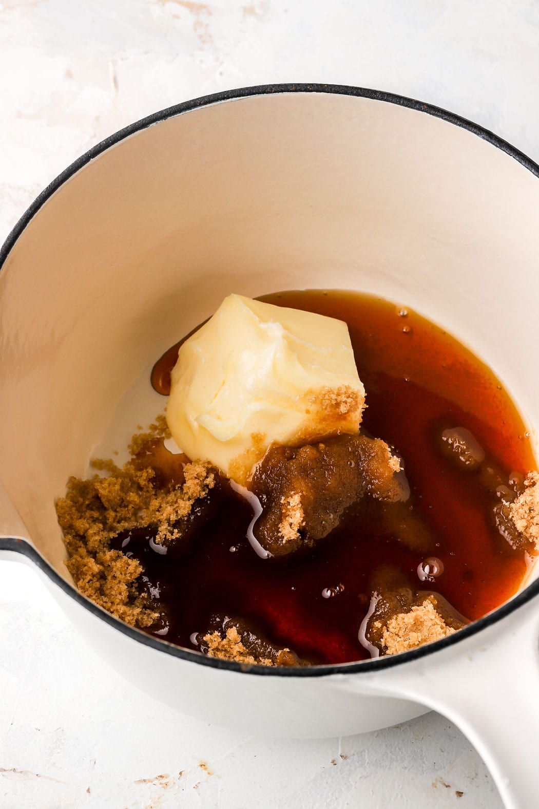 heat the butter, sugar and maple