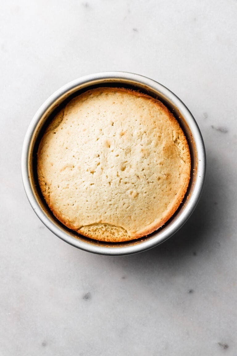 6 inch cake finished baking in cake pan
