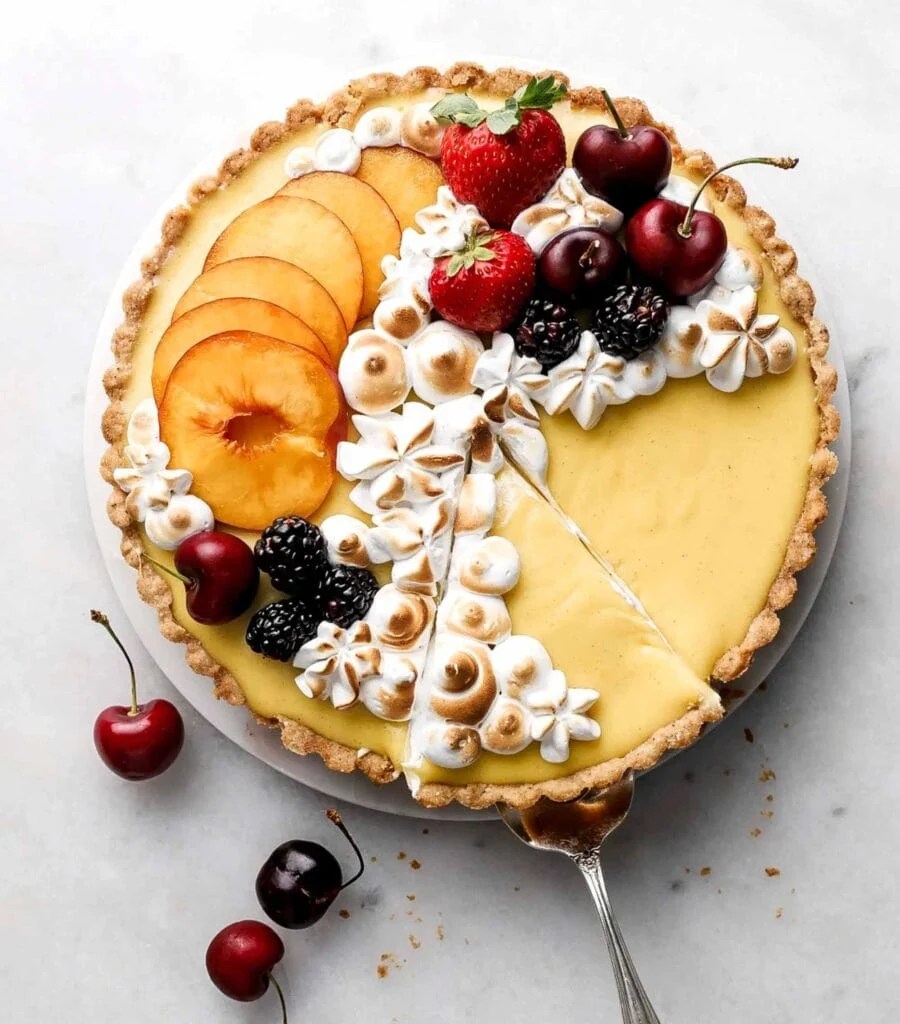 Brown Butter Vanilla Tart with Meringue Frosting