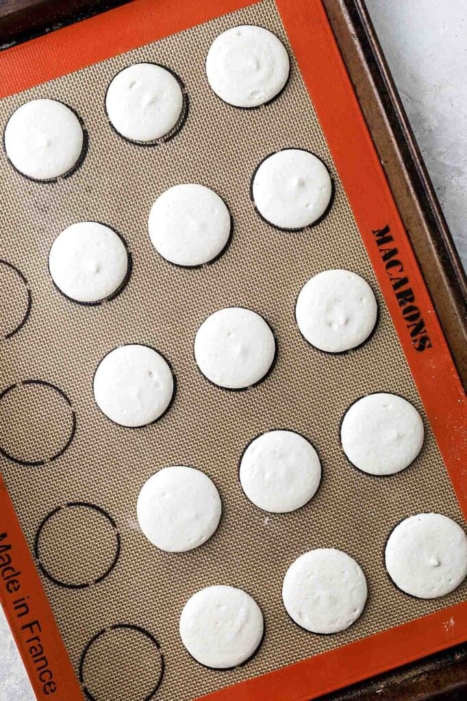 macaron batter after banging on the counter