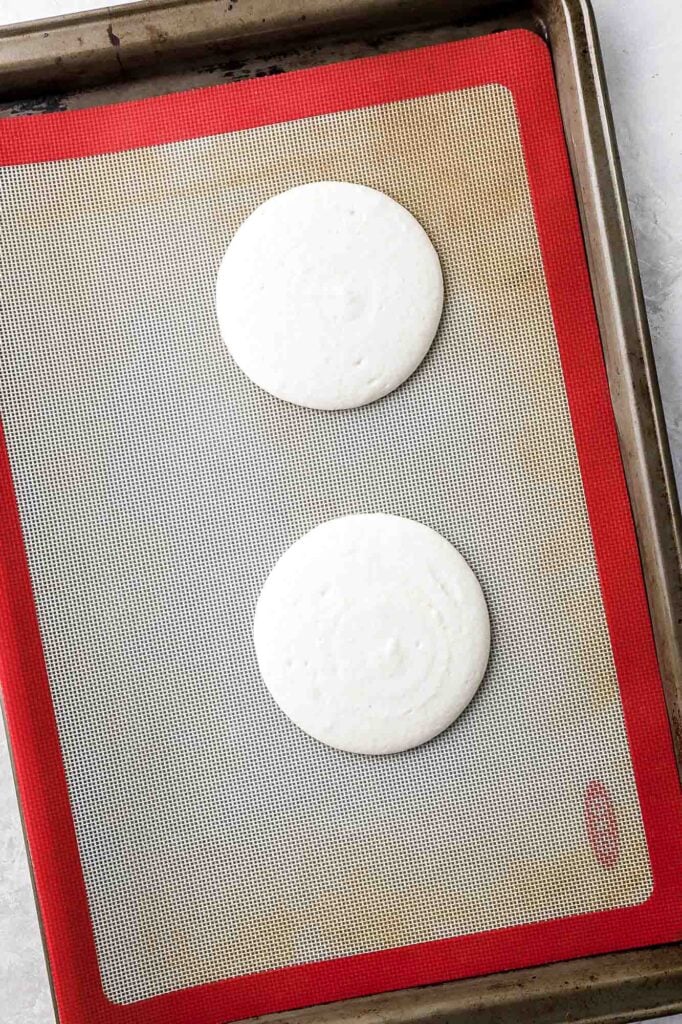 macaron batter after banging on the counter