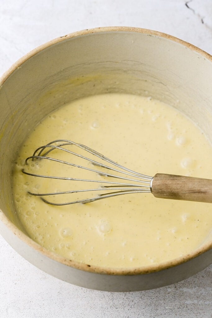 whisk in greek yogurt and cream