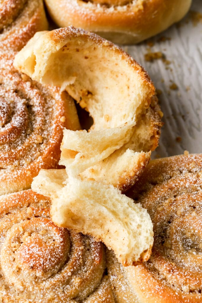 walnut roll pulled apart