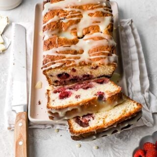 white chocolate and raspberry loaf cake