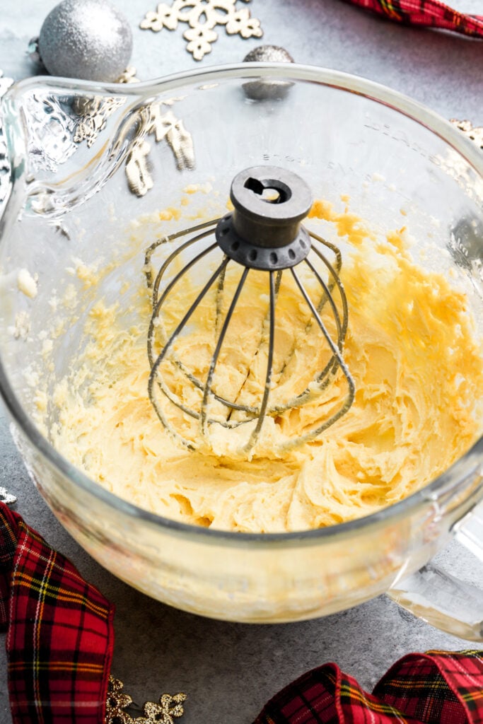 eggs beat into butter and sugar