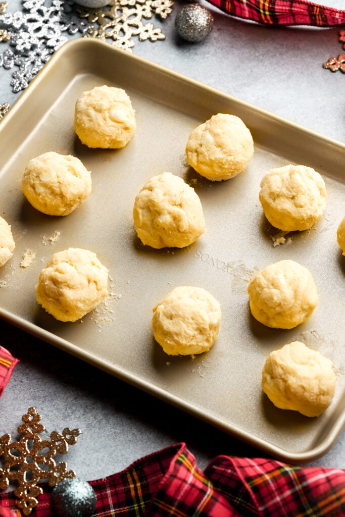 cookies scooped and rolled