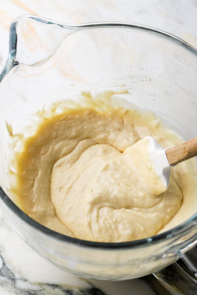 sour cream and milk mixed into batter
