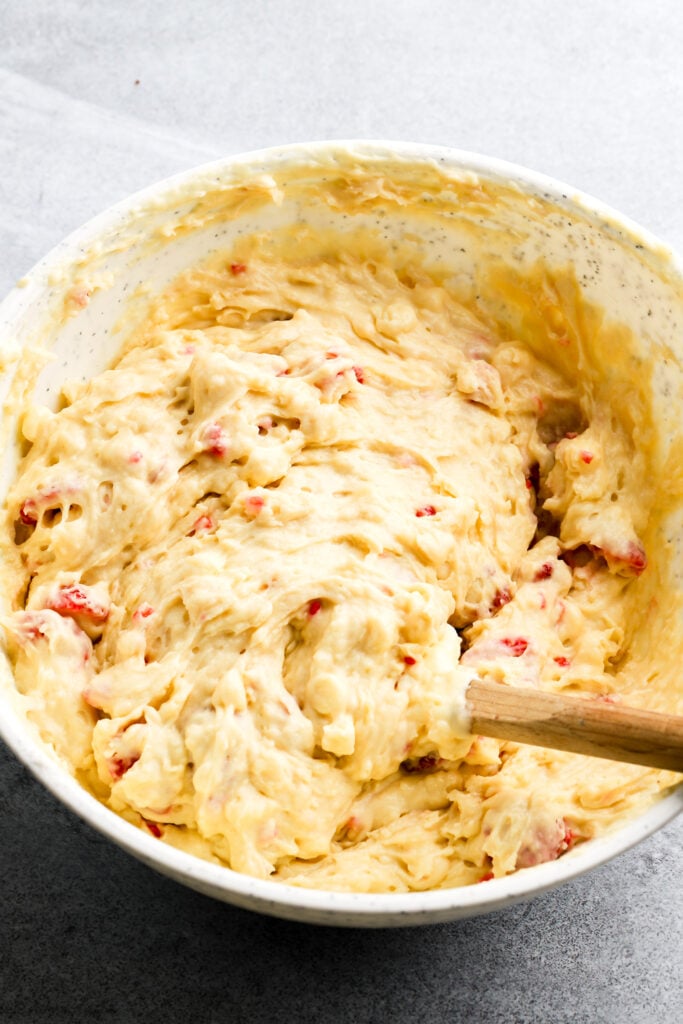 finished muffin batter in a bowl
