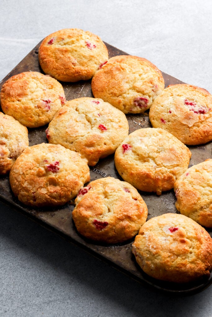 baked fresh out the oven white chocolate raspberry muffins